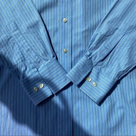 Michael Kors Blue Striped Button Down Dress Shirt - Picture 7 of 14